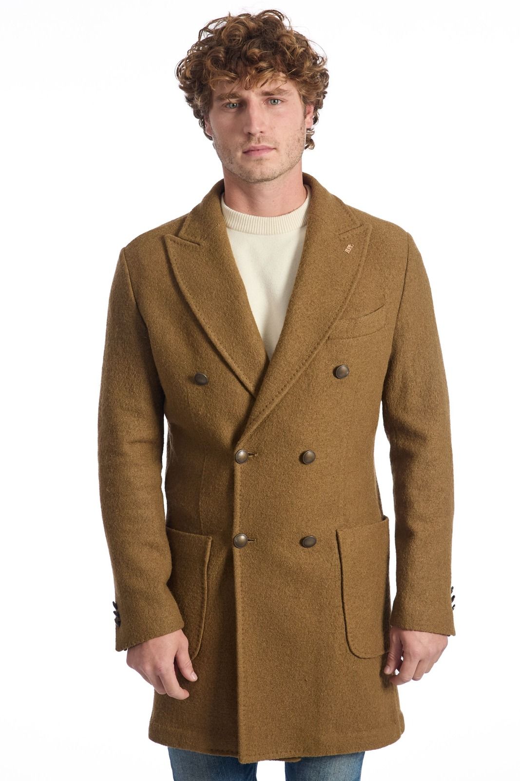 Roberto Pepe Luxury Men Coat Brown